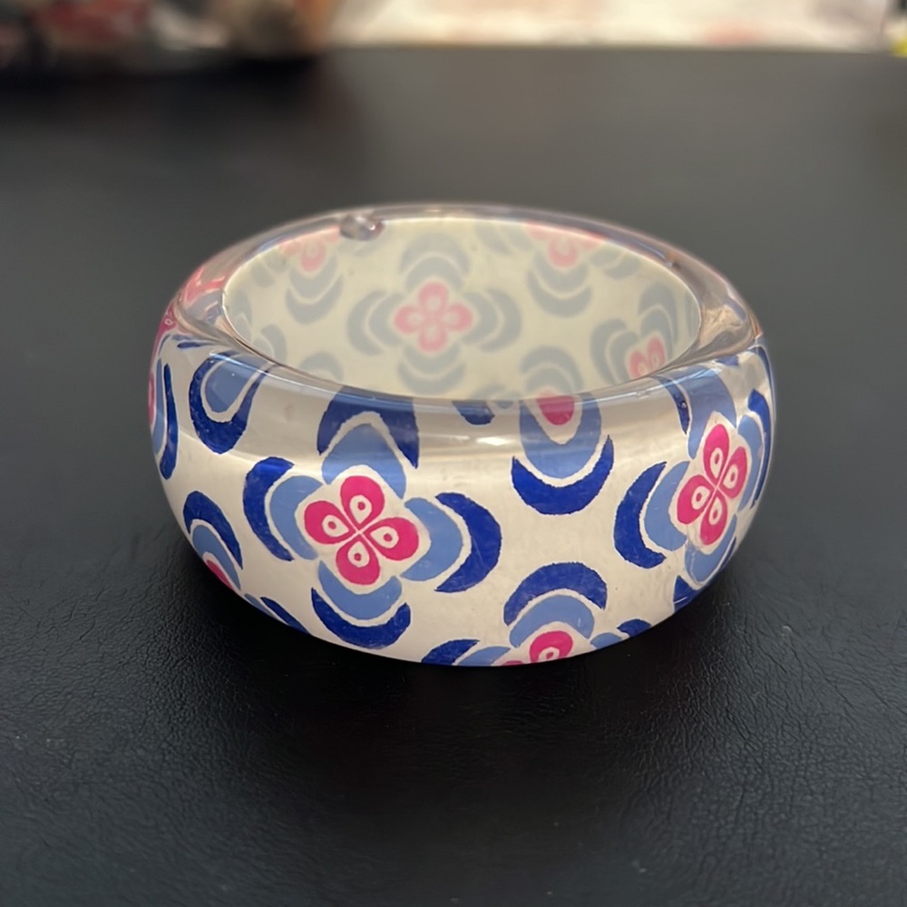 Vintage Plastic Bangle Bracelet, Small, Children's, Floral, Boho